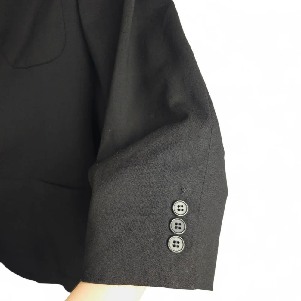 VTG Tommy Hilfiger Dillard's Blazer 42R Black Wool Lycra 3-Button Patch Pockets